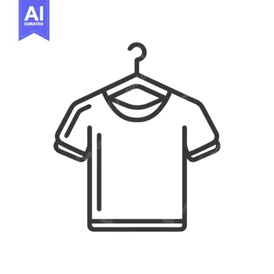 Aset desain premium: Minimalist T-Shirt on Hanger Icon, Clean Line Art Style