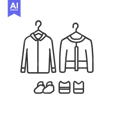 Aset premium populer: Outlined clothing items with footwear represented on a plain backgroun