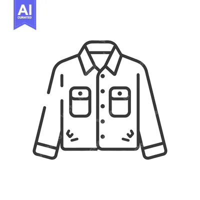 Black and white illustration of a buttoned shirt jacket