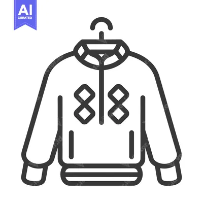 An illustrated depiction of a sweater hanging from a hanger