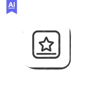 Aset desain premium: Star Icon in Rounded Square with Line, Grunge Style, Isolated