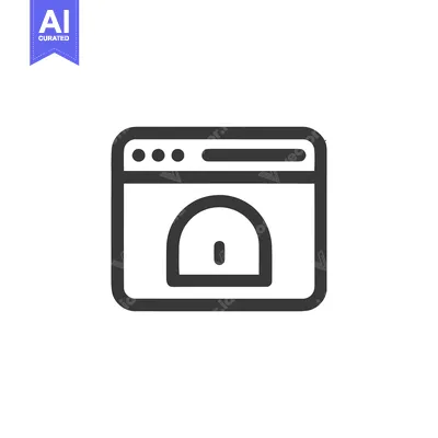 Premium design asset: Minimalist Browser Icon with Security Lock Symbol in Dark Gray