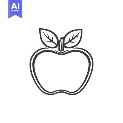 Popular premium asset: Black and white graphic illustration of a fresh fruit apple