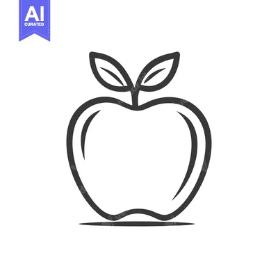 Aset desain premium: A simplistic line drawing depicts a fruit with leaves