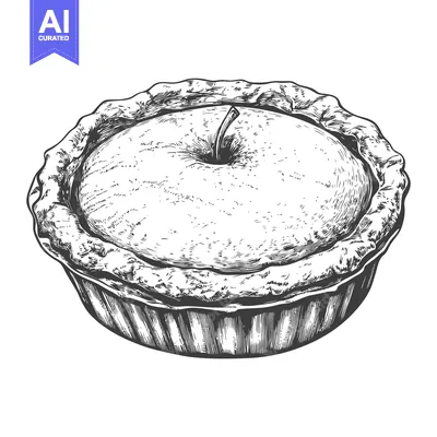 Aset premium populer: A delicious apple pie illustration with perfect rustic crust