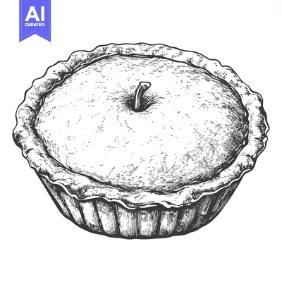 Aset desain premium: A delicious pie with a single apple topping