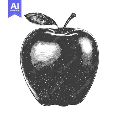 Aset premium populer: A detailed illustration of a red apple on a white background
