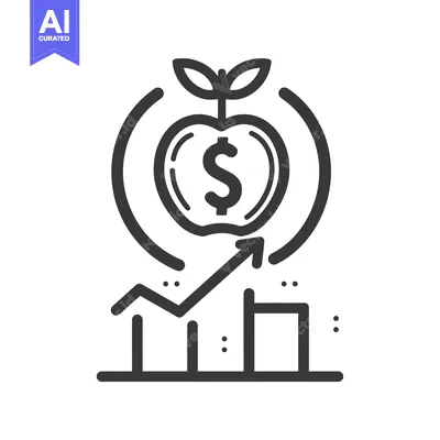 Aset desain premium: Apple with Dollar Sign and Upward Trend Line Graphic