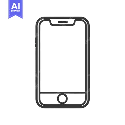 Premium design asset: A simple black and white image of a smartphone device