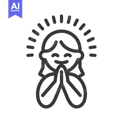 A smiling person is showing hands together in prayer