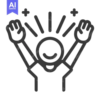 Aset premium populer: A simple person celebrating with joy and outstretched arms happily