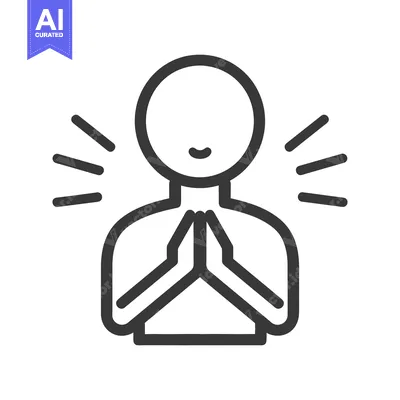 Aset premium populer: Simple icon representing a person with hands pressed together in praye