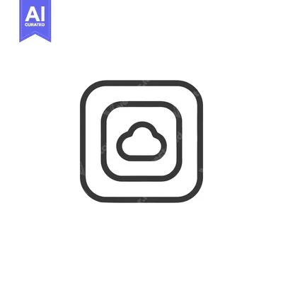 Aset desain premium: Minimalist Cloud Icon in Rounded Square Frame, Dark Gray on White Back