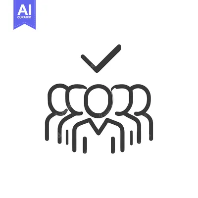Aset premium populer: Team Approved: Minimalist Icon of Group with Checkmark Above