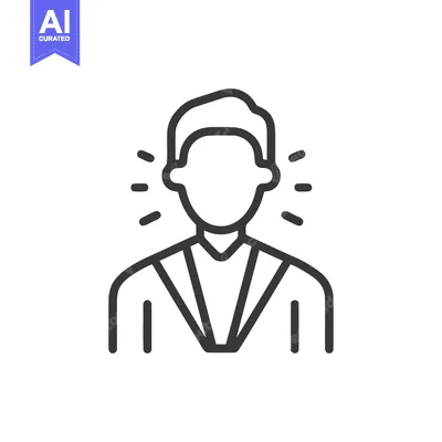 Aset premium populer: Faceless Man Icon with Aura, Minimalist Line Art Illustration on White