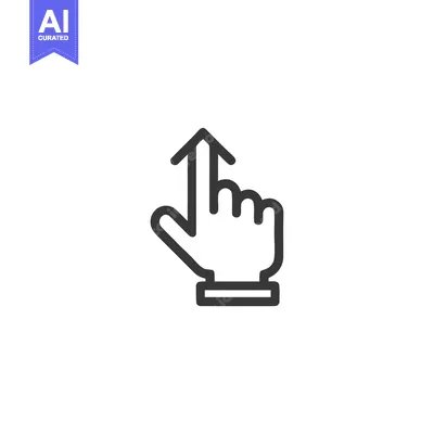 Aset desain premium: Minimalist Swipe Up Icon: Hand Gesture with Arrow, Clean Design