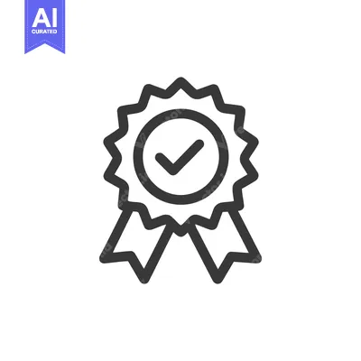 Premium design asset: Award Ribbon with Check Mark Icon, Achievement Symbol, Outline Style