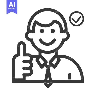 Aset premium populer: A smiling man giving a thumbs up with a checkmark symbol
