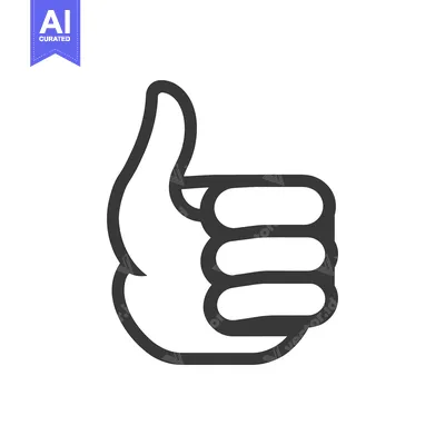 Aset desain premium: A black line drawing of a hand giving a thumbs up