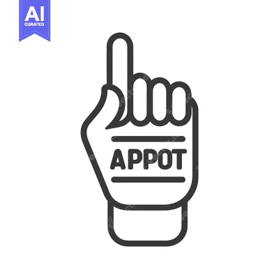 Aset desain premium: A hand pointing upward with the letters appot displayed on it