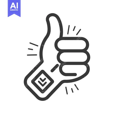 Aset desain premium: A simple icon depicts a hand giving a positive thumbs up gesture