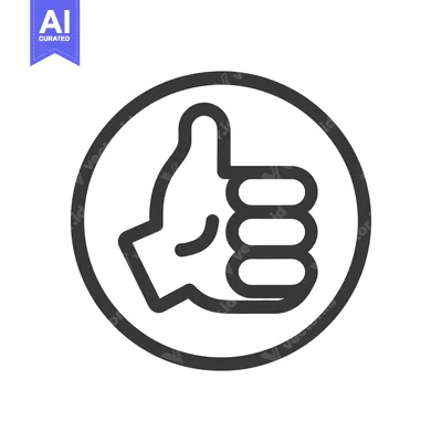Aset premium populer: A simple graphic depicting a hand with a raised thumb inside a circle