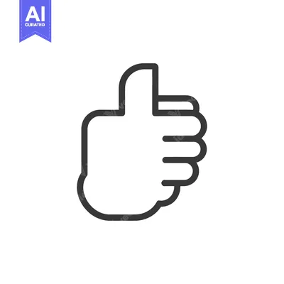 Aset premium populer: A graphic black outlined thumbs up hand gesture symbol