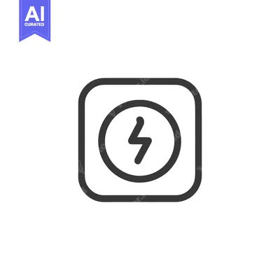 Aset desain premium: Bold Lightning Bolt Icon in Rounded Square Frame, Minimalist Design