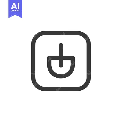 Aset desain premium: Minimalist Shovel Icon in Rounded Square, Black on White Background