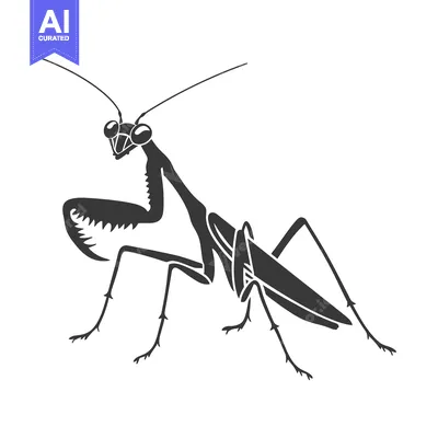 Aset desain premium: A Praying Mantis in a Simple Black Silhouette