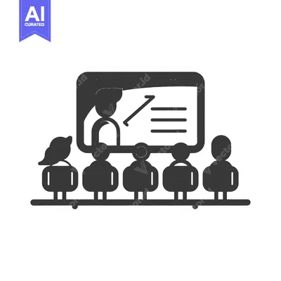 Aset desain premium: A Presentation with a Presenter and Audience Members