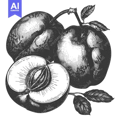 Aset premium populer: An intricately drawn cross section of a fruit