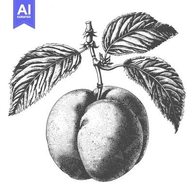 Popular premium asset: A single peach is attached to a tree branch with leaves