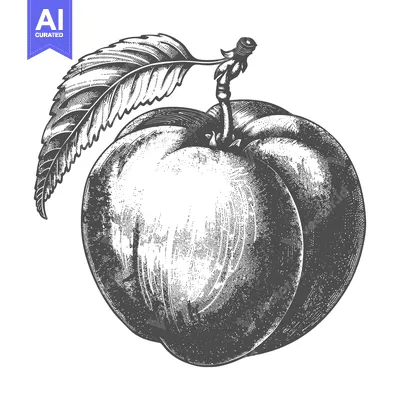 Popular premium asset: A single fresh peach fruit with its green leaf