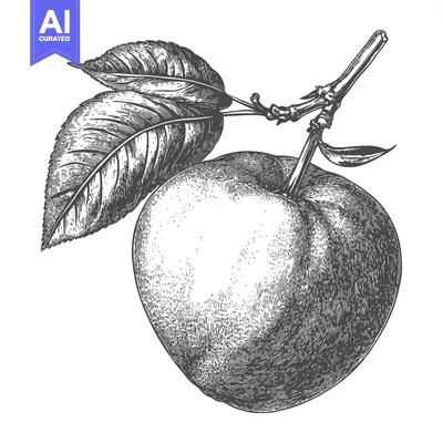 Aset desain premium: A close up illustration of a single apple