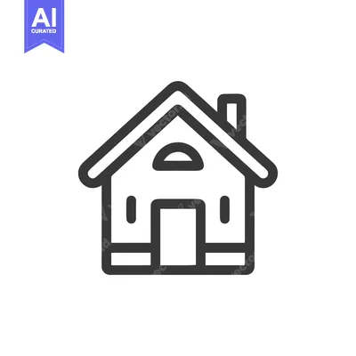 Aset desain premium: Simple Line Art Illustration of a Cozy Home