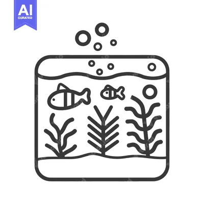 Aset premium populer: An illustration of an aquarium containing fish and aquatic plants