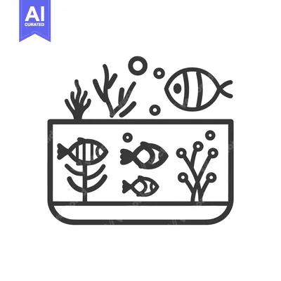 Aset premium populer: An aquarium containing several fish and aquatic plant illustrations
