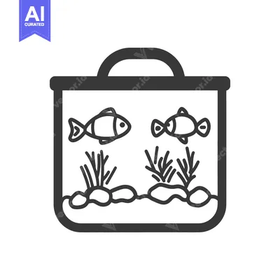 Aset premium populer: Illustration of two fish in a rectangular aquarium with handles