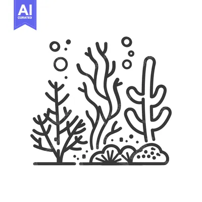 Popular premium asset: Illustration of diverse underwater aquatic plants and bubbles