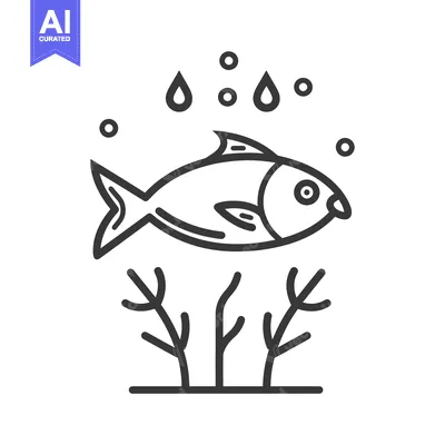 Aset premium populer: A graphic illustration depicting a fish swimming with aquatic elements