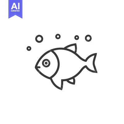 Aset premium populer: A simple graphic of a fish swimming near bubbles