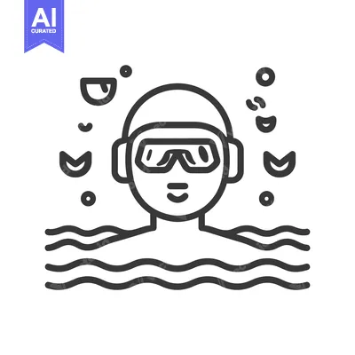 Popular premium asset: A swimmer wearing goggles is immersed in water with bubbles