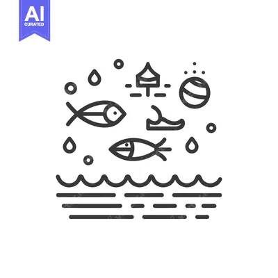 Premium design asset: Simplified illustration showing various aquatic elements with abstract
