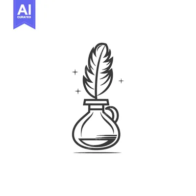Aset premium populer: A Quill Pen Dipping in Inkwell