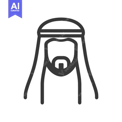 Simple vector illustration depicting a male figure with traditional at