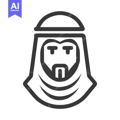 Aset desain premium: Simple Line Art Depicts A Person Wearing Traditional Headwear