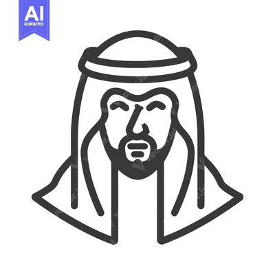 Aset desain premium: A graphic depiction of a man wearing traditional arab clothing