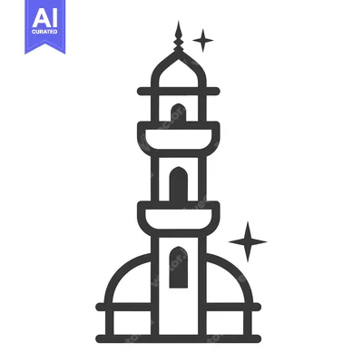 Aset desain premium: A tall structure reminiscent of a mosque with decorative details