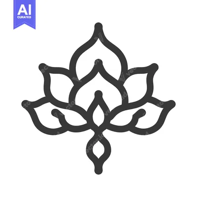 Aset desain premium: A simple black and white stylized floral blossom design